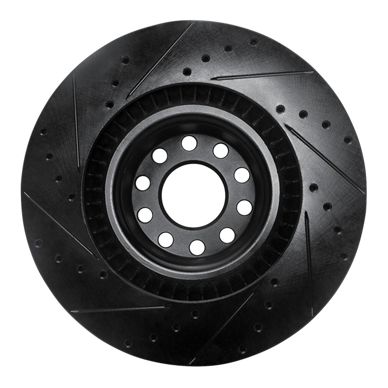 Audi S8 Brake Rotor (1) - Front Right - R1 Concepts - Drilled & Slotted - Black - `01-`03
